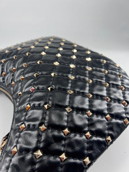 Valentino Garavani Rockstud Spike Zip Tote leather, Black, Leather, Shoulder Bag