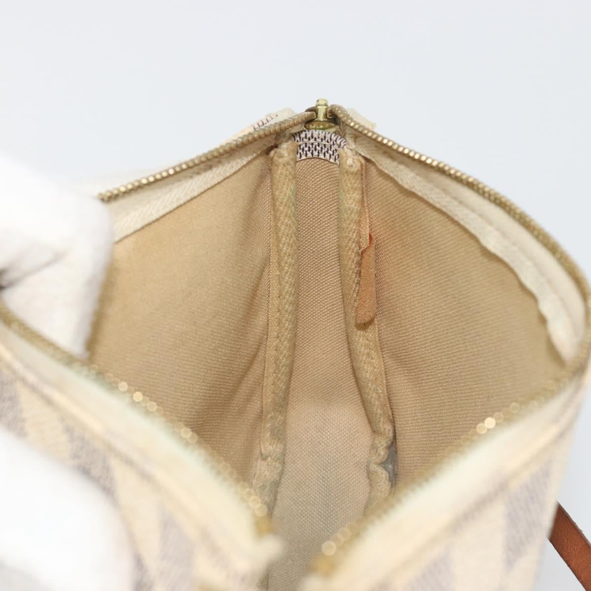 Louis Vuitton Pochette Accessoires Damier, Beige, Canvas, Clutch