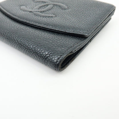 Chanel Vintage Timeless Bifold Caviar, Black, Leather, Wallet