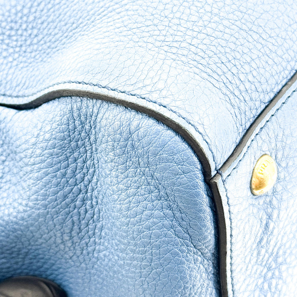 Prada Vitello Daino Leather, Blue, Leather, Shoulder Bag