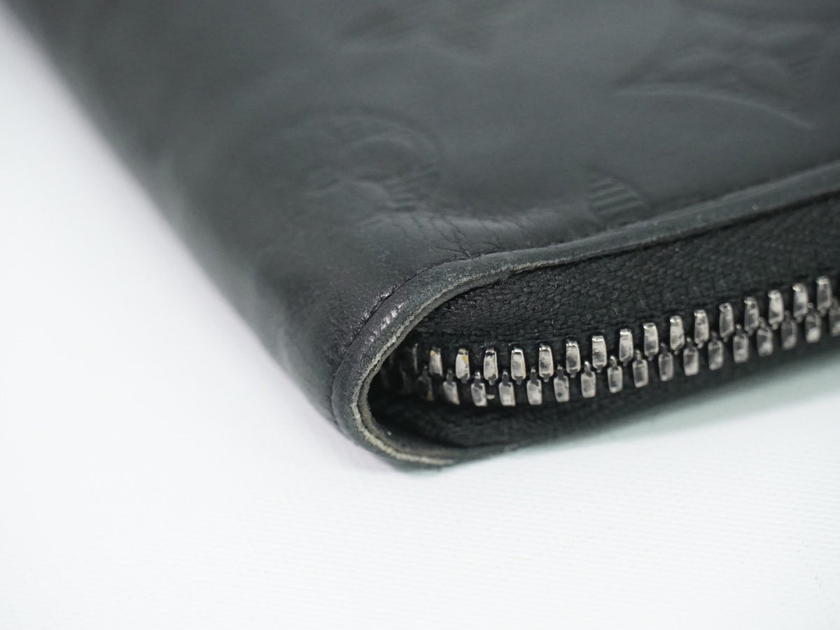 Louis Vuitton Zippy Monogram Shadow Leather, Black, Leather, Wallet