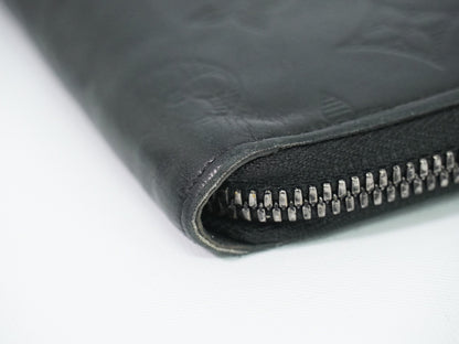 Louis Vuitton Zippy Monogram Shadow Leather, Black, Leather, Wallet