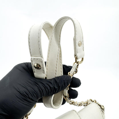 Chanel CC Lock Flap Bucket Quilted Lambskin, White, Leather, Shoulder Bag