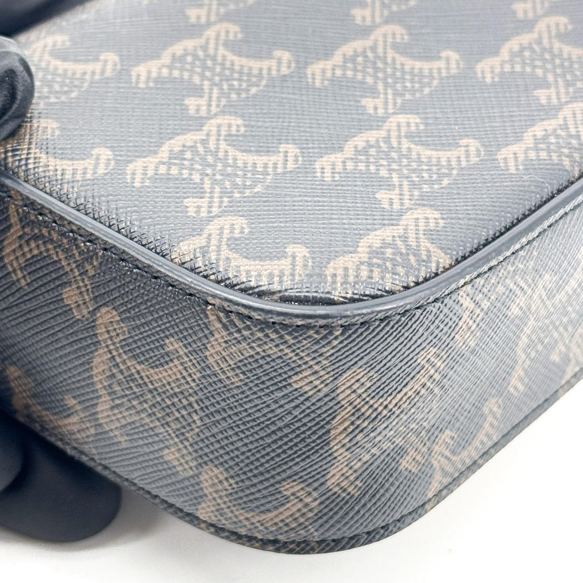 Celine Triomphe Triomphe Coated Canvas, Black, Canvas, Shoulder Bag