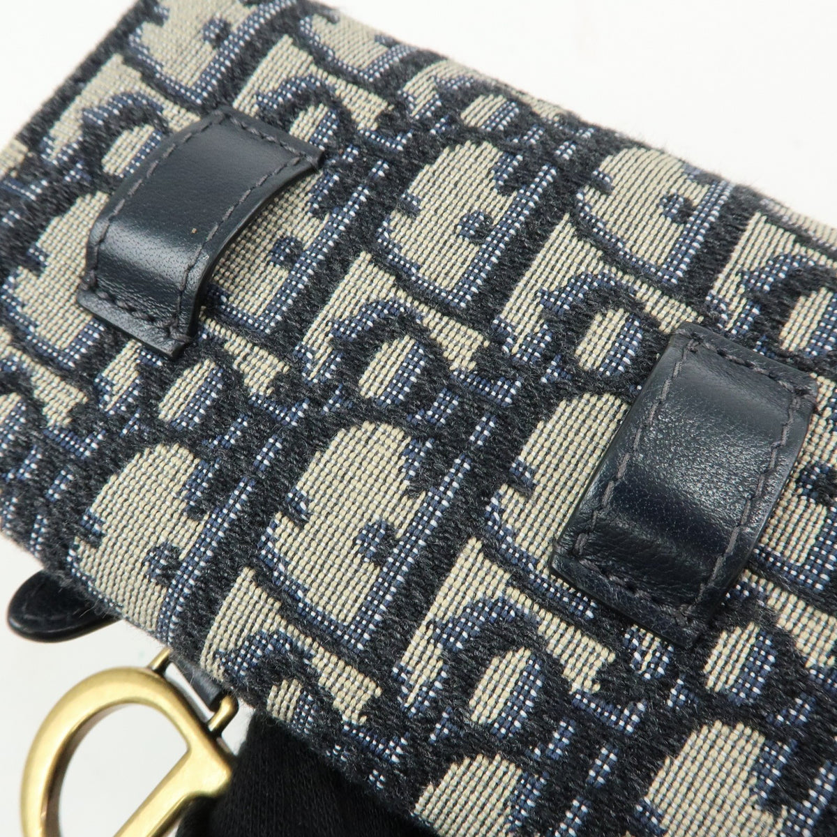 Christian Dior Saddle Pouch Leather, Beige, Canvas, Clutch