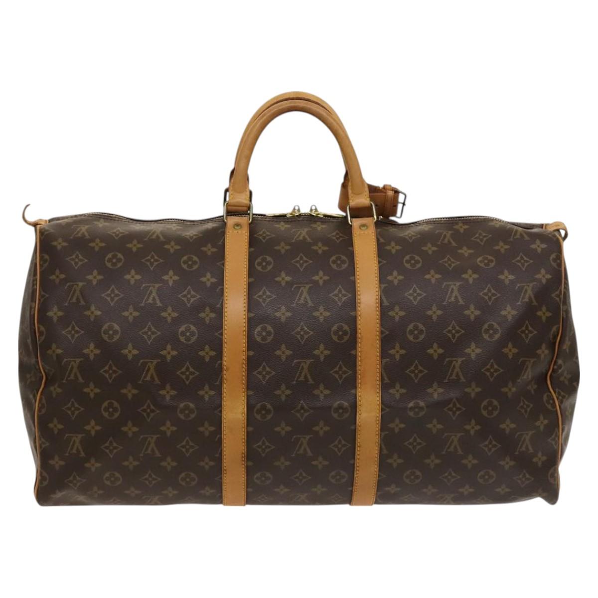 Louis Vuitton Keepall Bag Monogram Canvas, BROWN, CANVAS, Travel bag