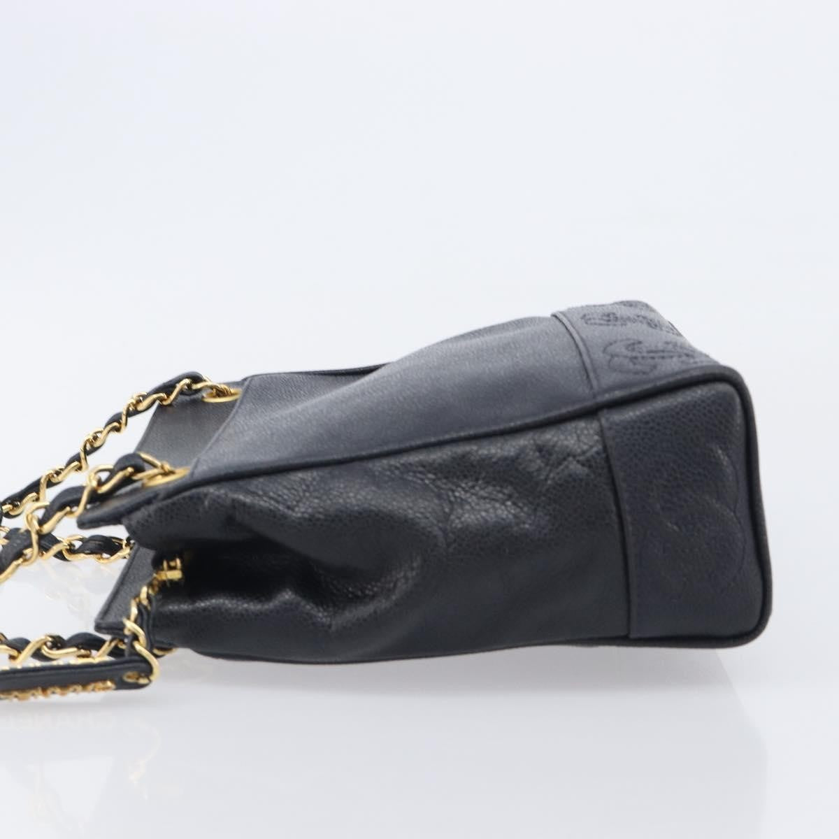 Chanel Vintage Zipped Chain Caviar, Black, Leather, Tote Bag