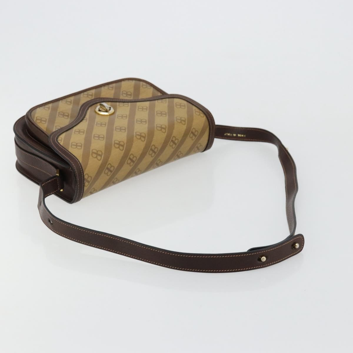 Balenciaga B. Shoulder Leather, Beige, Canvas, Shoulder Bag