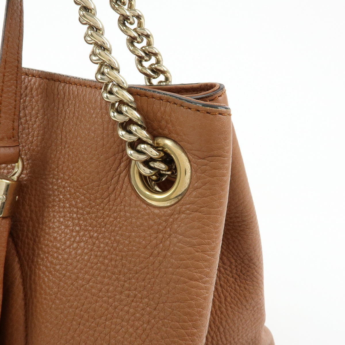 Gucci Soho Chain Strap Leather, Brown, Leather, Shoulder Bag