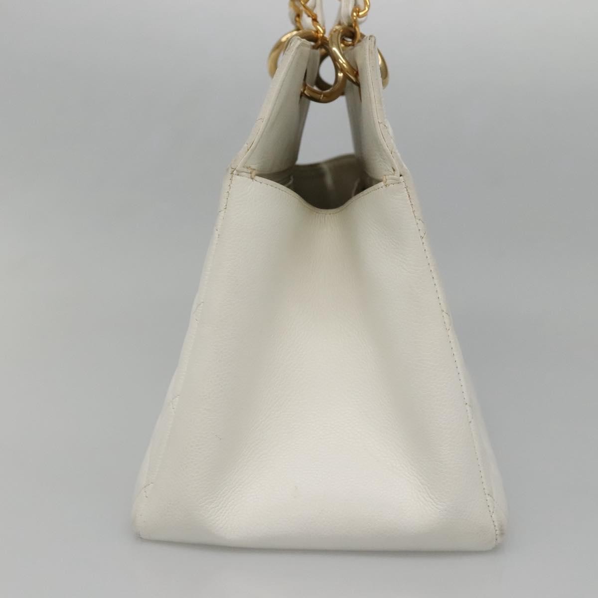 Chanel Vintage Grand Shopping Quilted Caviar, White, Leather, Tote Bag