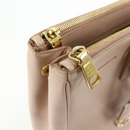 Prada Galleria Double Zip Saffiano Leather, Pink, Leather, Tote Bag