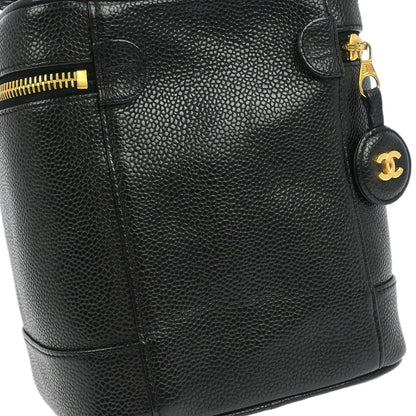 Chanel Vintage Timeless Cosmetic Case Caviar, Black, Leather, Handbag