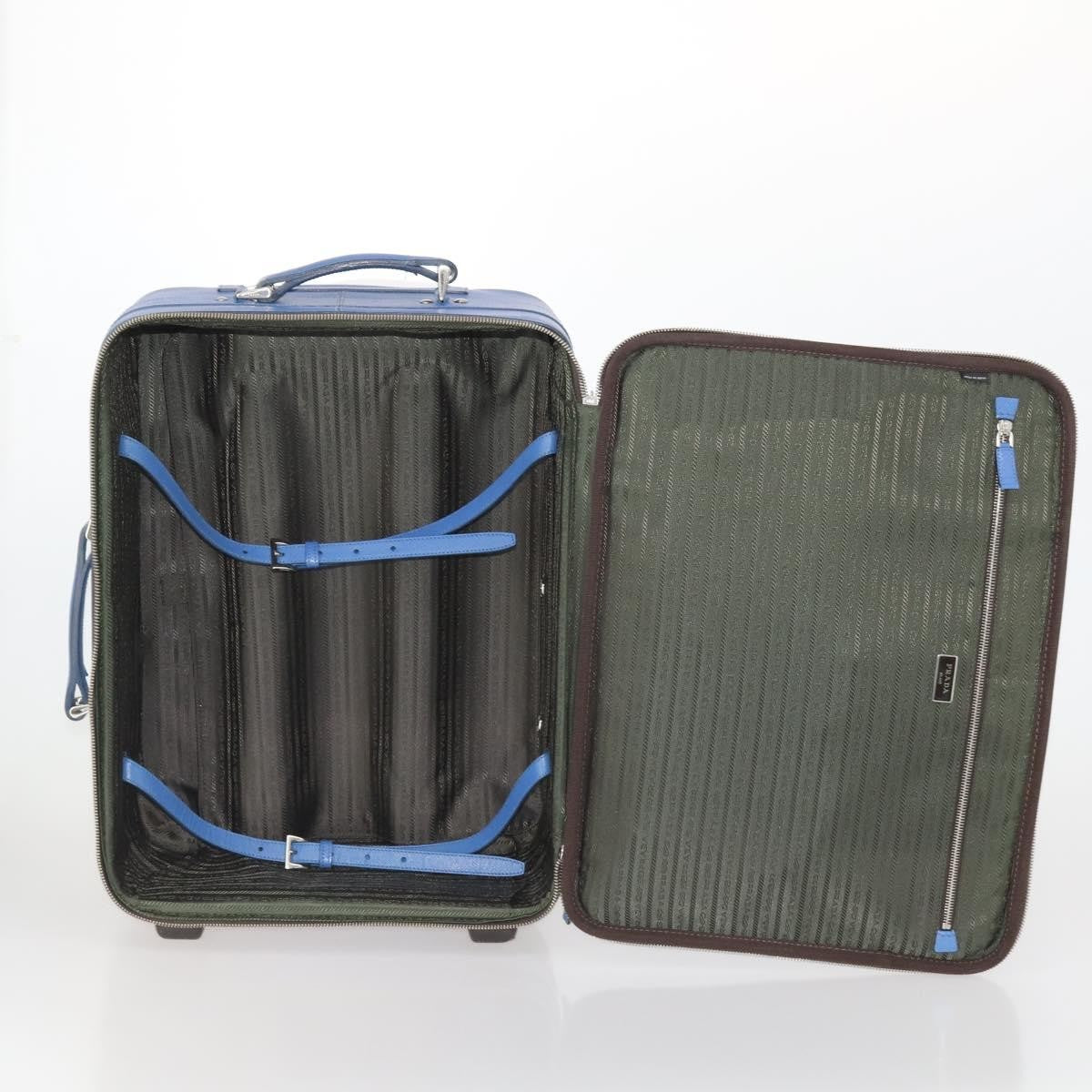 Prada Travel Saffiano Leather, Blue, Leather, Travel Bag