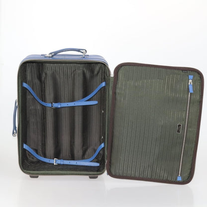 Prada Travel Saffiano Leather, Blue, Leather, Travel Bag