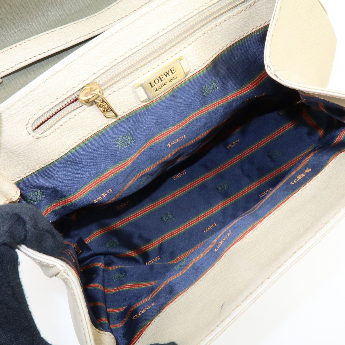 Loewe Vintage Velazquez Top Handle Leather, Beige, Leather, Handbag