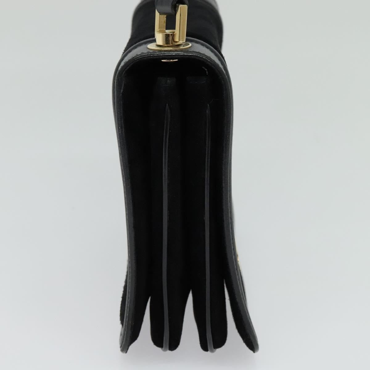 Salvatore Ferragamo Gancini Suede, Black, Suede, Shoulder Bag
