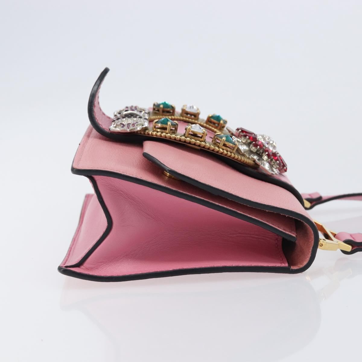 Miu Miu Madras Crystal Flap Leather, Pink, Leather, Crossbody Bag