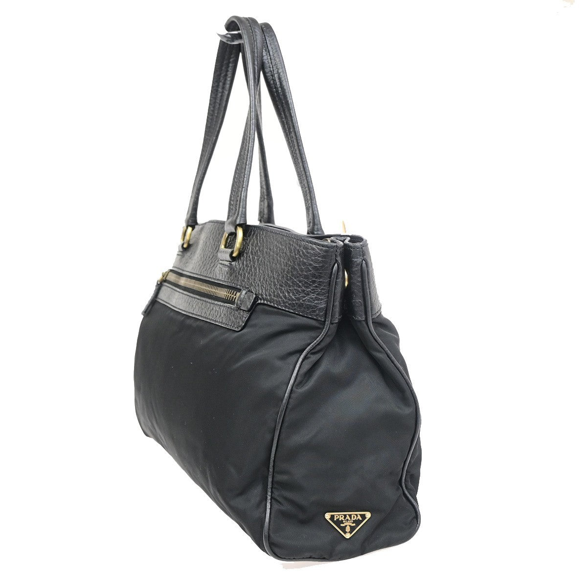 Prada Tessuto Tote nylon and leather, Black, Nylon, Handbag