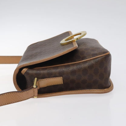 Celine Vintage Macadam Circle Logo Canvas and Leather, Brown, Canvas, Shoulder Bag