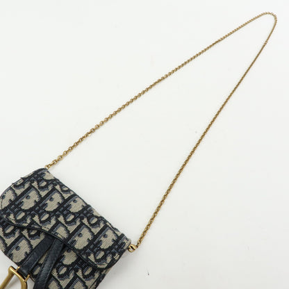 Christian Dior Saddle Pouch Leather, Beige, Canvas, Clutch