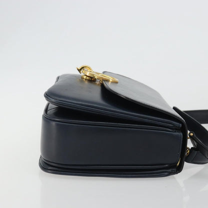 Celine Flap Shoulder Leather, Navy, Leather, Shoulder Bag