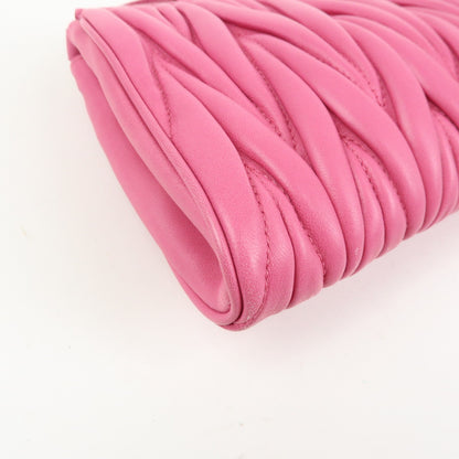 Miu Miu Zip Wristlet Matelasse Leather, Pink, Leather, Clutch
