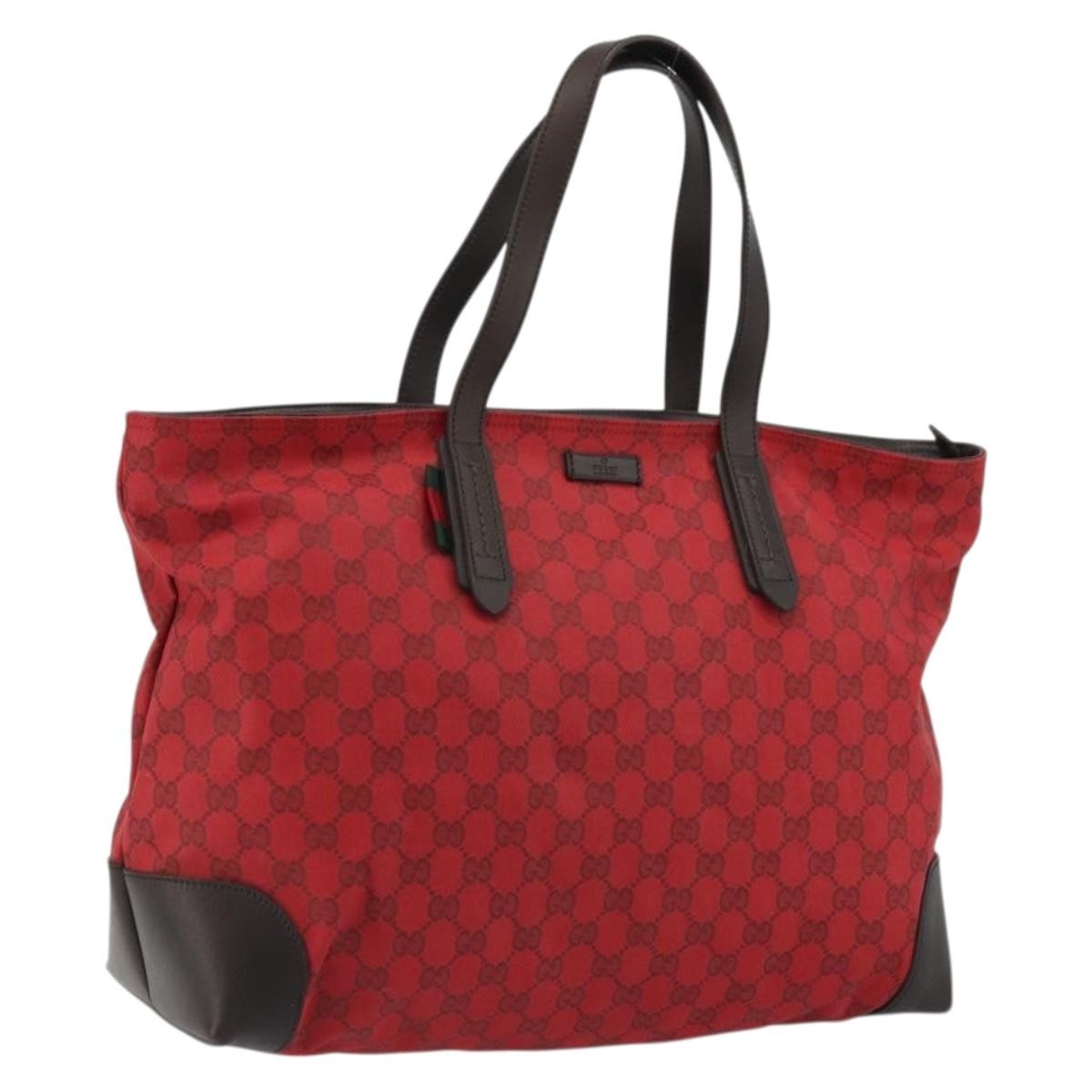 Gucci Original Zip GG Canvas with Leather, Red, Canvas, Tote Bag
