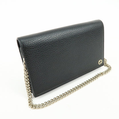 Gucci Betty Chain Wallet (Outlet) Leather, Black, Leather, Crossbody Bag