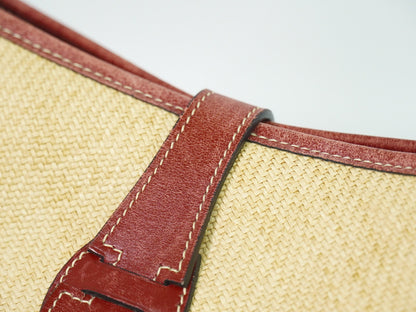 Hermes Evelyne Bag Gen I Panama, Beige, Leather, Handbag