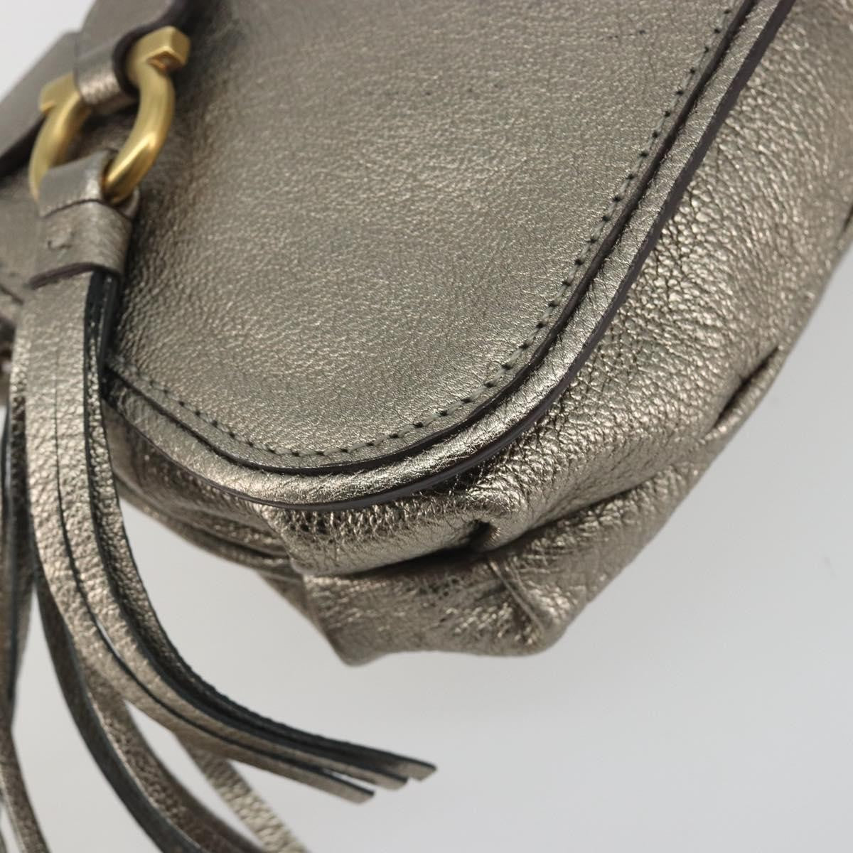 Salvatore Ferragamo Gancini Leather, Silver, Leather, Shoulder Bag