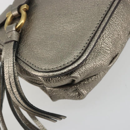 Salvatore Ferragamo Gancini Leather, Silver, Leather, Shoulder Bag