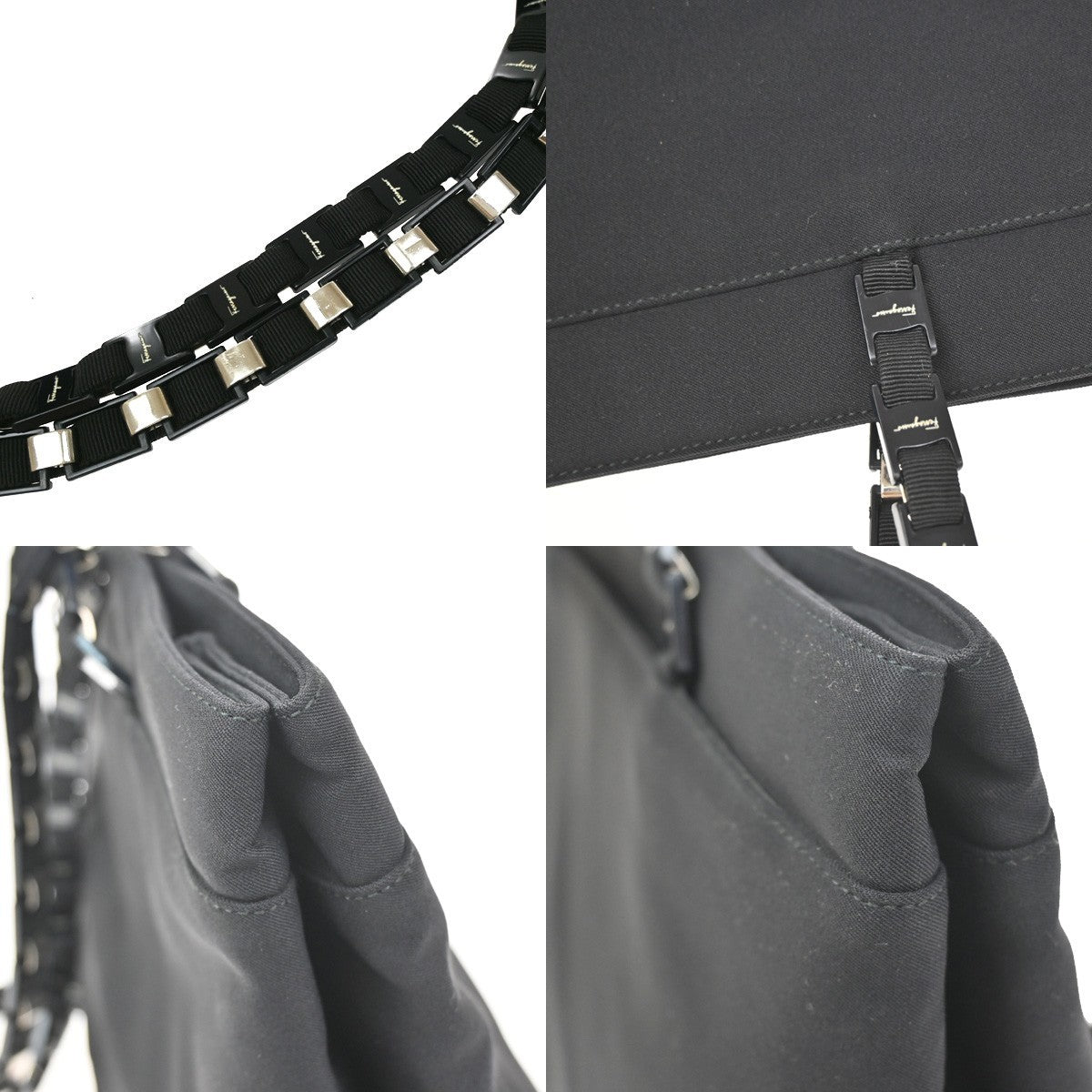 Salvatore Ferragamo Vala tote Nylon, Black, Nylon, Tote Bag
