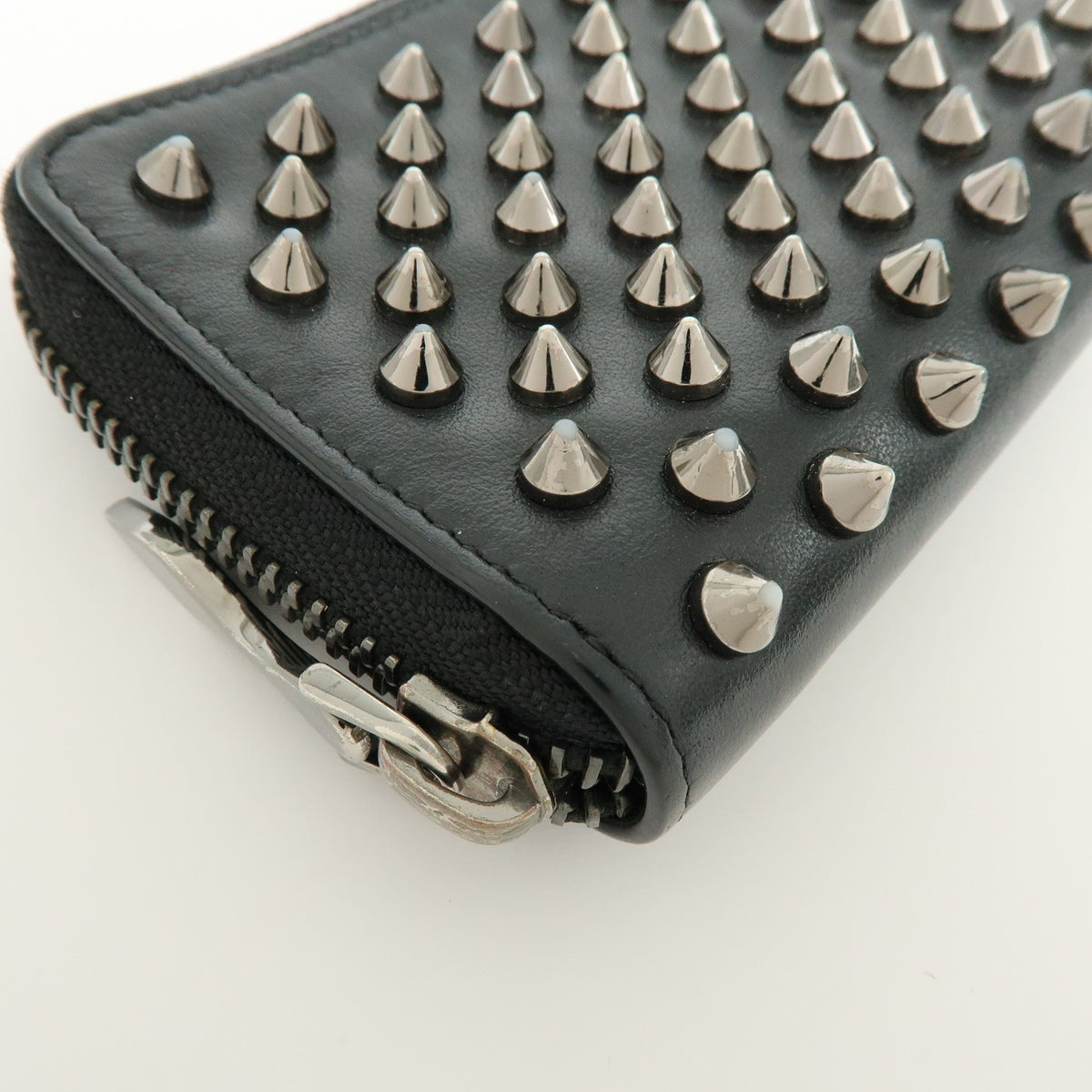 Christian Louboutin Panettone Coin Purse Spiked Leather, Black, Leather, Wallet