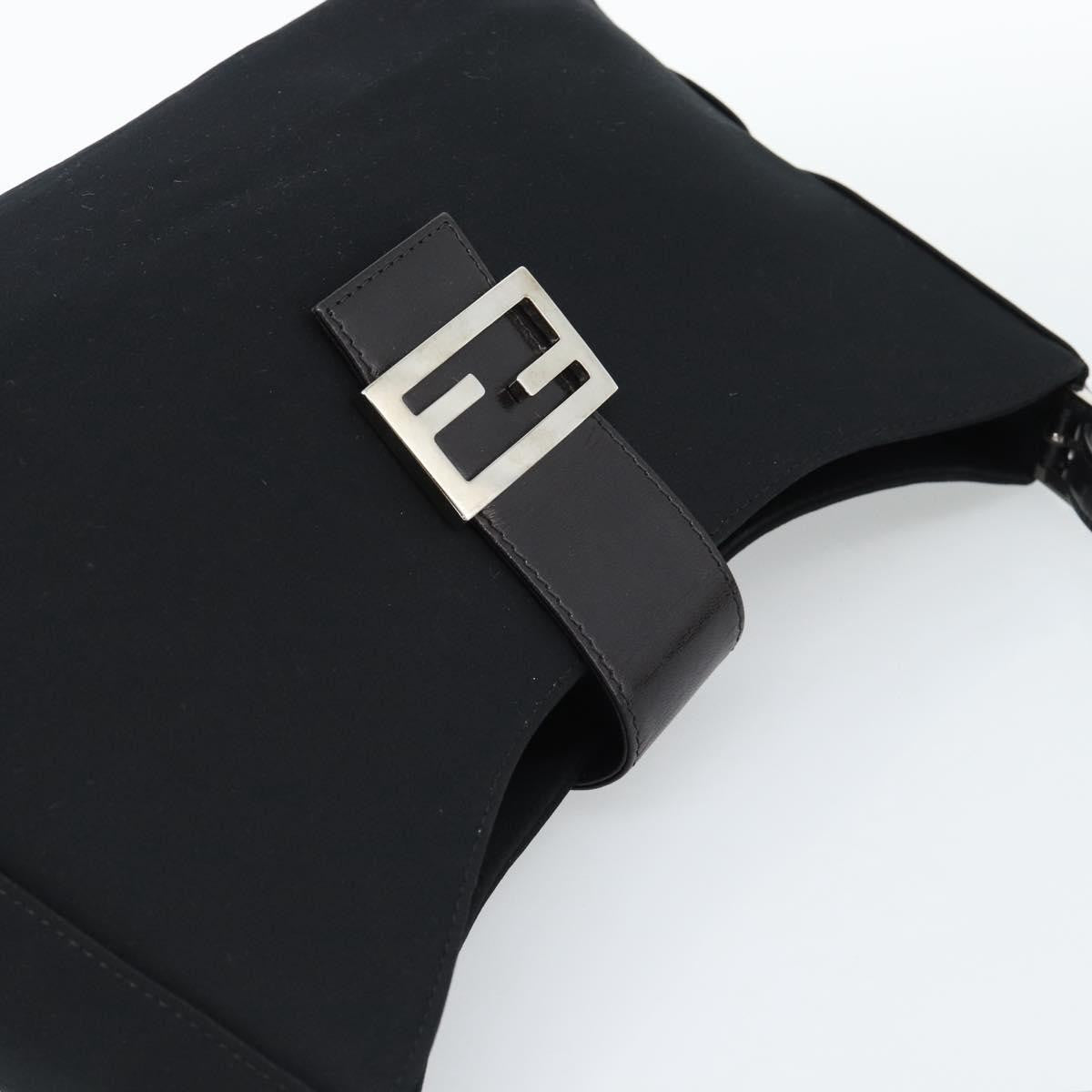 Fendi Mamma Baguette Canvas, Black, Cotton, Shoulder Bag