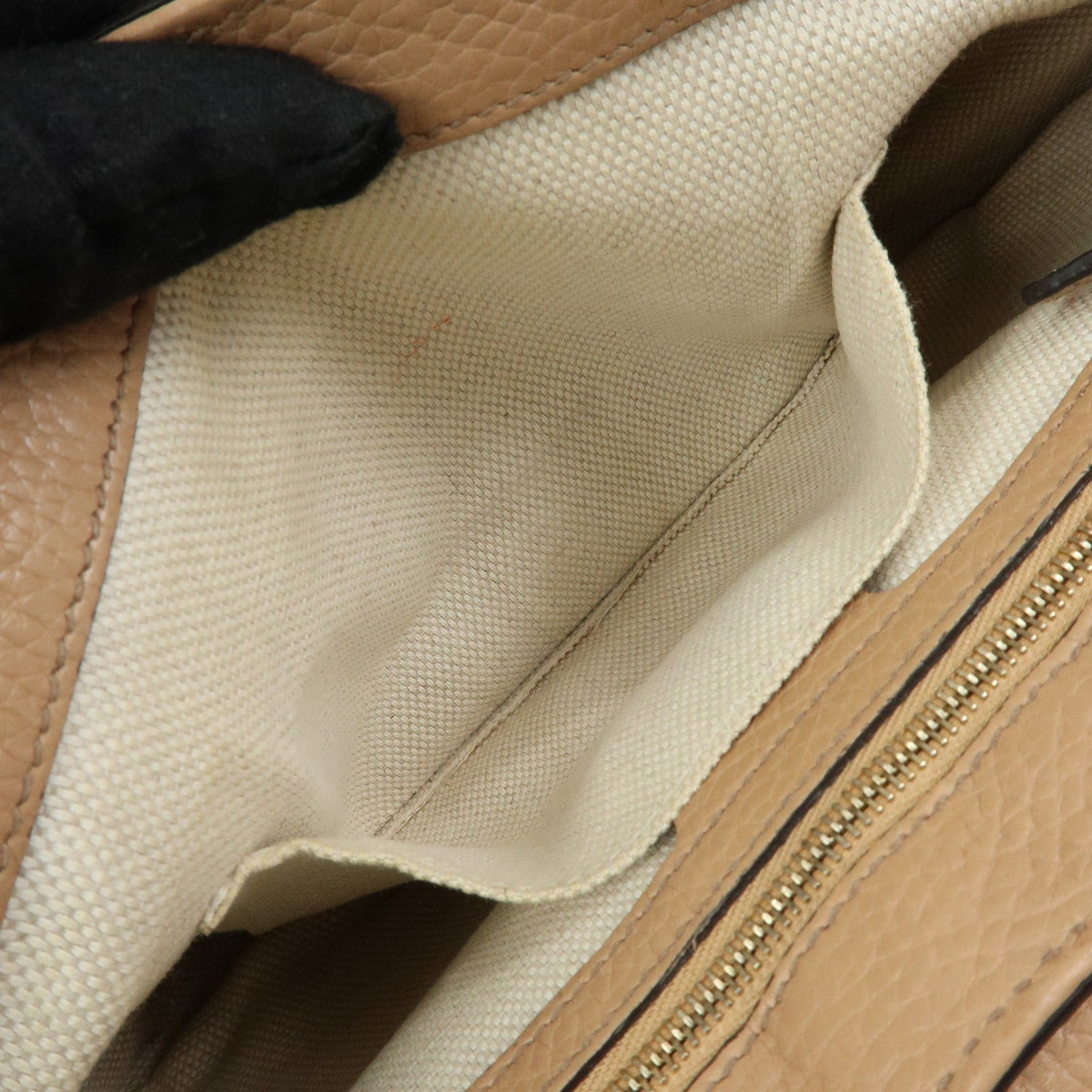 Gucci Soho Chain Leather, Beige, Leather, Crossbody Bag