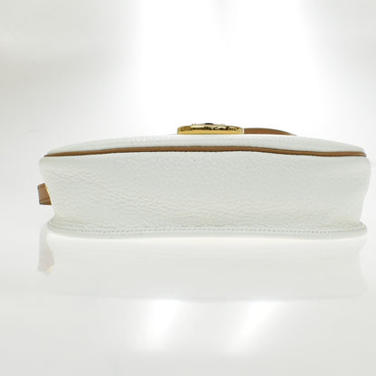 Christian Dior Vintage CD Flap Leather, White, Leather, Shoulder Bag