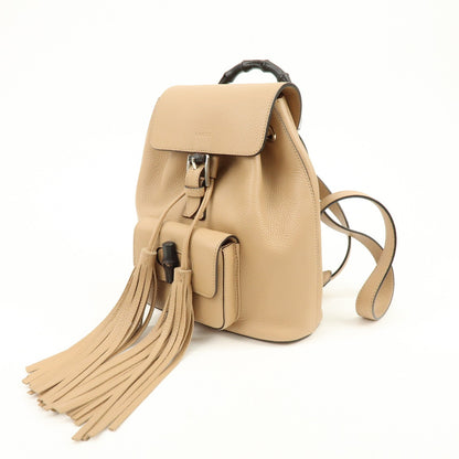 Gucci Bamboo Tassel Leather, Beige, Leather, Backpack