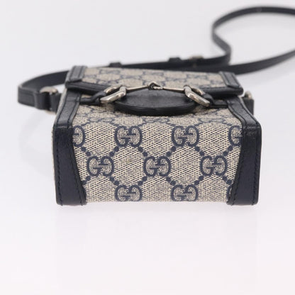 Gucci Horsebit 1955 GG Coated Canvas with Leather, Navy, Canvas, Crossbody Bag