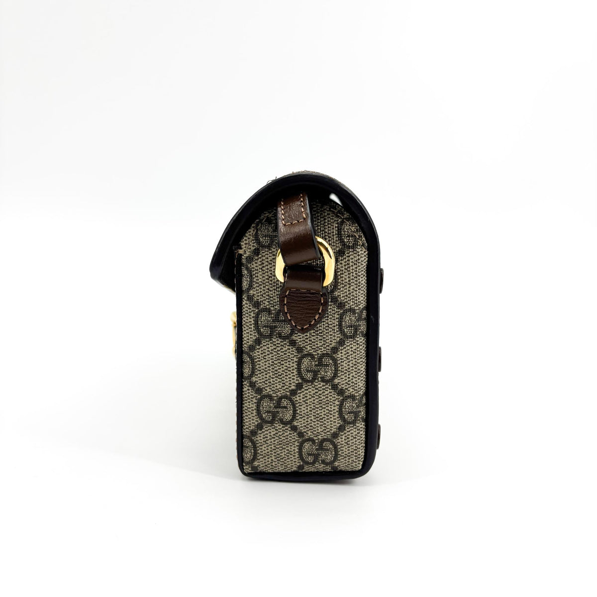 Gucci Horsebit 1955 Flap GG Coated Canvas, Brown, Canvas, Crossbody Bag