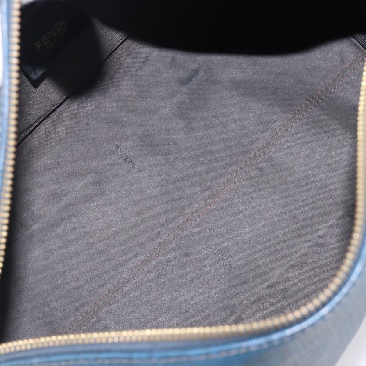 Fendi Boston Zucchino Coated Canvas, Navy, Canvas, Handbag