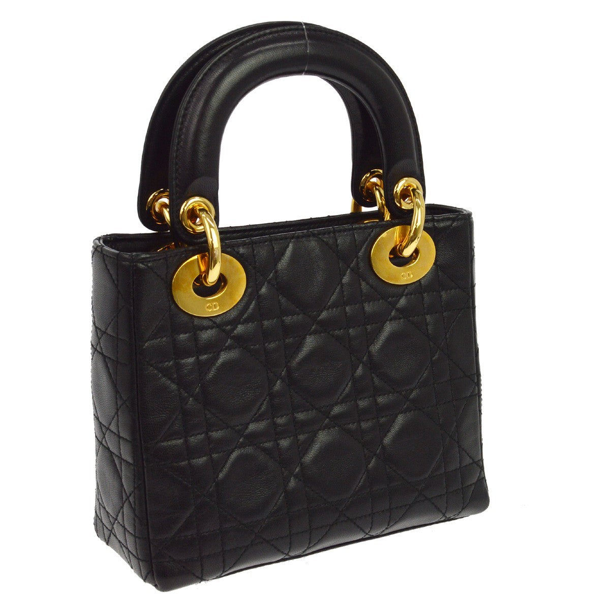 Christian Dior Lady Dior, Black, Leather, Handbag