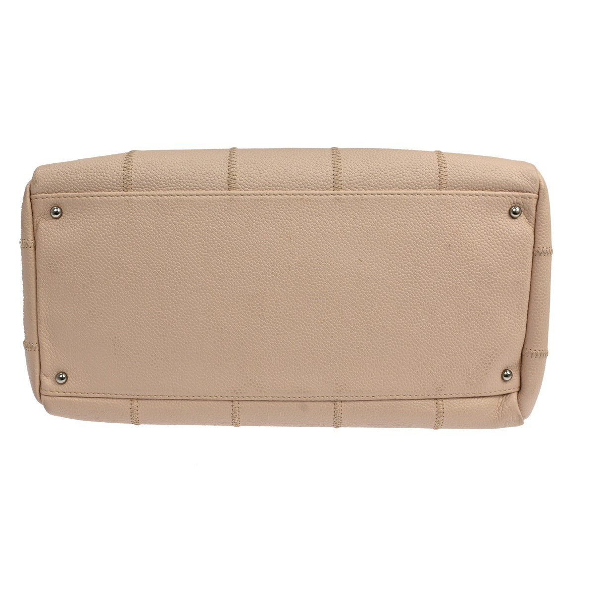 Chanel Square Stitch Quilted Caviar, Beige, Leather, Shoulder Bag