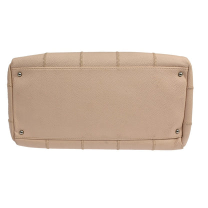 Chanel Square Stitch Quilted Caviar, Beige, Leather, Shoulder Bag