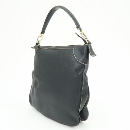 Salvatore Ferragamo Gancini Leather, Black, Leather, Crossbody Bag