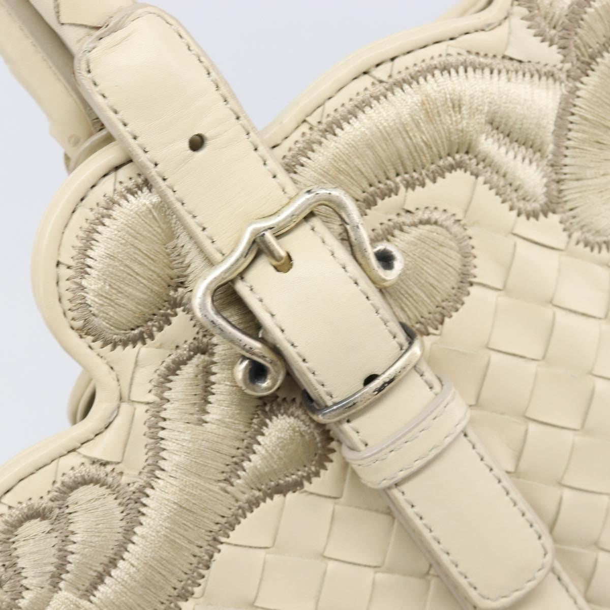 Bottega Veneta Belted Cabas Tote Intrecciato Nappa with Stitched Detail, White, Leather, Tote Bag