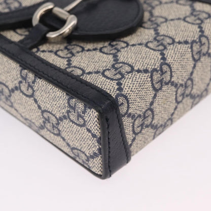 Gucci Horsebit 1955 GG Coated Canvas with Leather, Navy, Canvas, Crossbody Bag