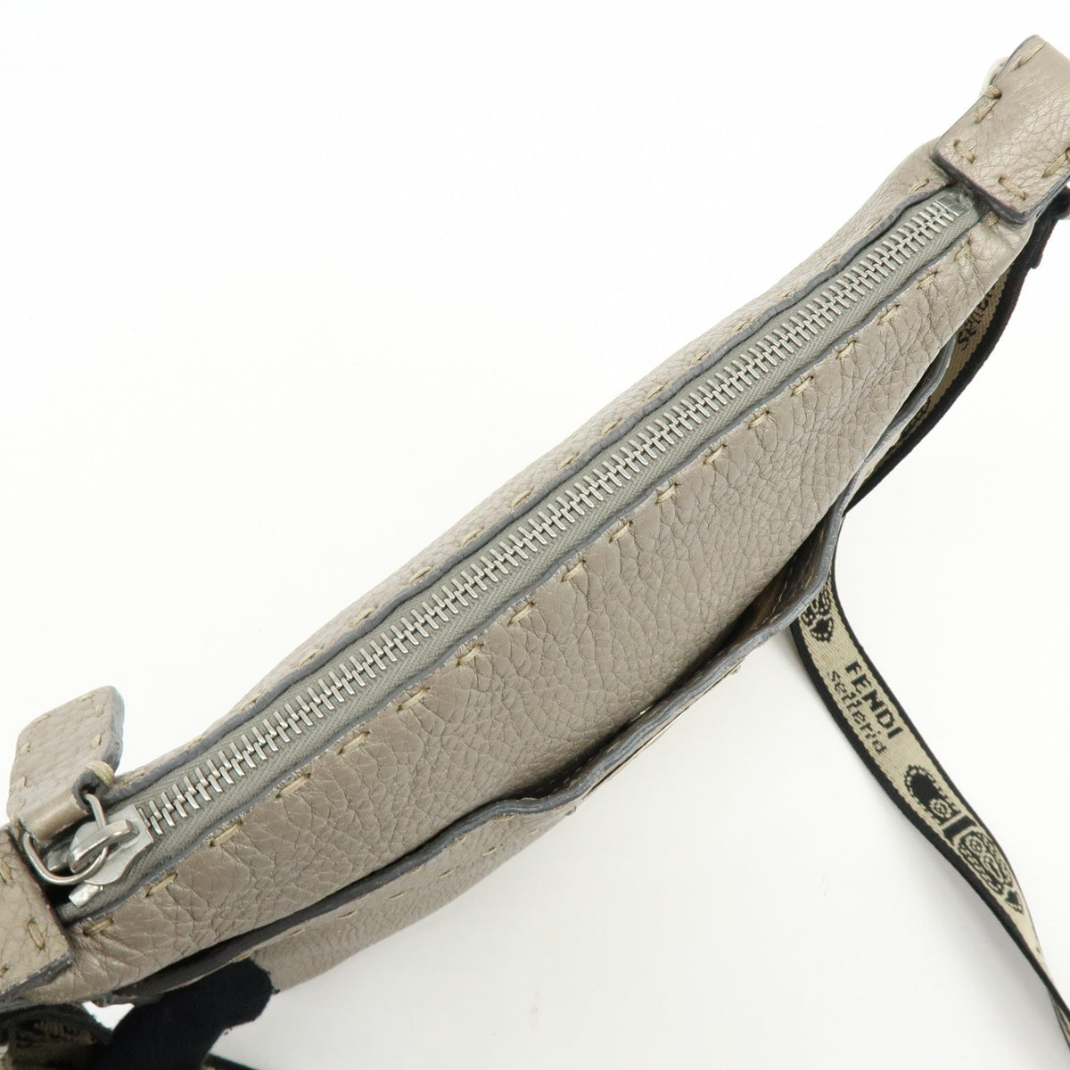 Fendi Selleria Leather, Neutral, Leather, Crossbody Bag