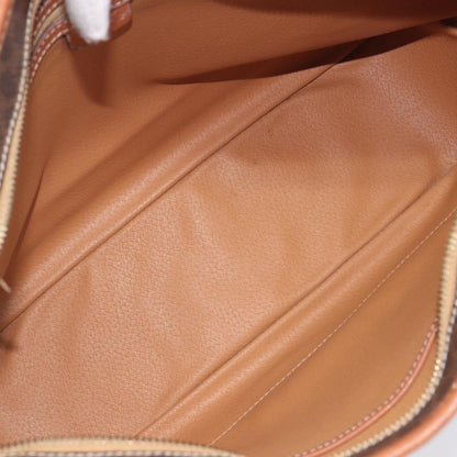 Celine Macadam Shoulder Leather, Brown, Canvas, Crossbody Bag