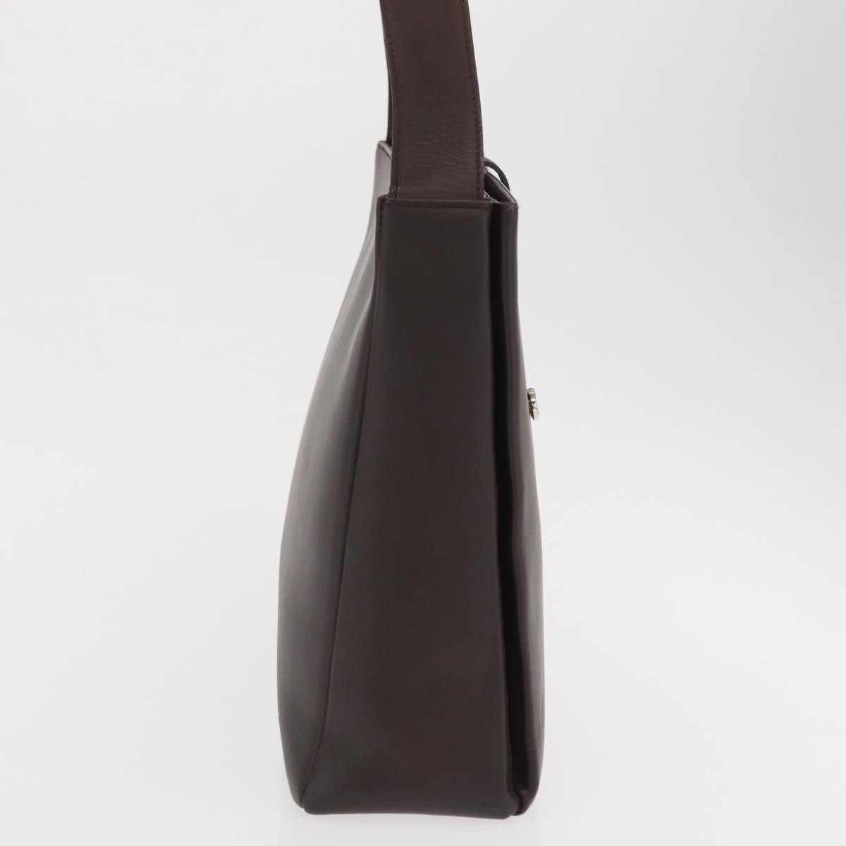 Salvatore Ferragamo Gancini Leather, Brown, Leather, Shoulder Bag