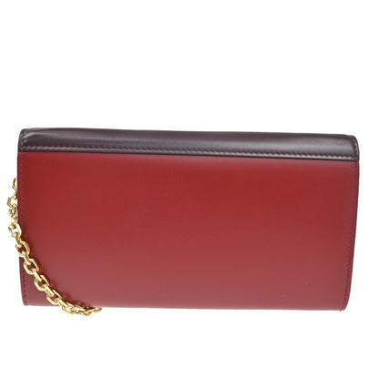 Celine C Wallet on Chain Leather, Black, Leather, Clutch